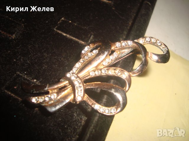 ФЛОРАЛНА СТАРА ПОЗЛАТЕНА КРИСТАЛНА РЕТРО АРТ БРОШКА 20577, снимка 5 - Други - 33423119