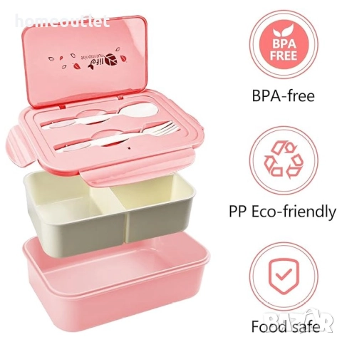 Кутия за храна с отделения и прибори в розово LIFE NUTRITIONIST LK-PINK SINGLE LUNCH BOX, B07WBVZMTT, снимка 4 - Кутии за съхранение - 51668443