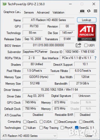 Видео карта ATi Radeon Sapphire HD 4670 HDMI 512MB GDDR3 128bit PCI-E, снимка 10 - Видеокарти - 43453695