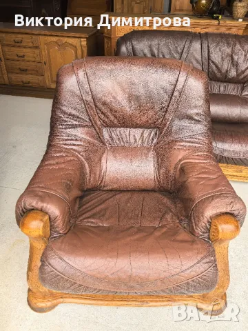 Комплект: Триместен диван + 2 фотьойла , снимка 3 - Дивани и мека мебел - 49691067