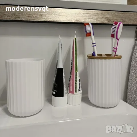 Комплект 6бр аксесоари за баня бял и черен, снимка 7 - Мопове, кофи, четки и метли - 47643092