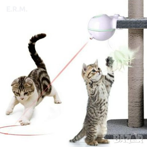 Автоматична интерактивна лазерна играчка за котки – електрическа произволна въртяща се лазерна показ, снимка 1 - За котки - 43562530