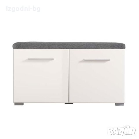 Гланциран шкаф за обувки със сива възглавница, снимка 1