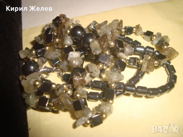 ХЕНД-МЕЙД ОГЪРЛИЦА ЛУНЕН КВАРЦ и ХЕМАТИТ 18066, снимка 6 - Колиета, медальони, синджири - 33395086