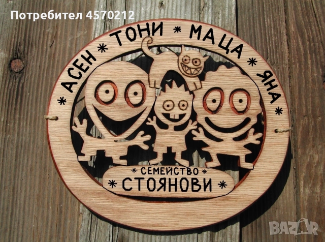 Табелка за врата семейство, Дървена табела с имена, Табелка за входна врата на апартамент или къща