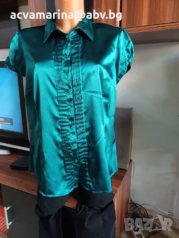 зелена риза от сатен , снимка 1