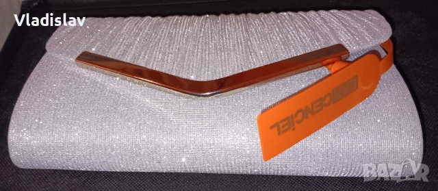 Сребърна чанта Larcenciel, брокатена дамска чанта, снимка 2 - Чанти - 52160142