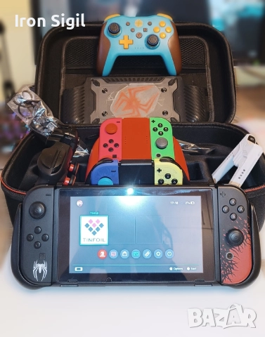 Nintendo Switch V1 с мод – пълен комплект с много аксесоари