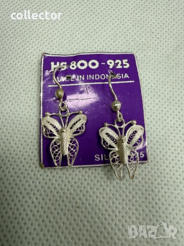 Сребърни обеци "Пеперуди" - Филигранн. №7785