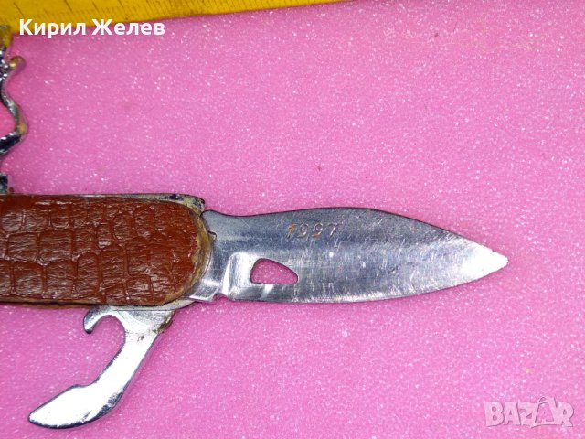 СТАРО КОМБИНИРАНО КОЛЕКЦИОНЕРСКО ДЖОБНО НОЖЧЕ с МАРКИРОВКА - 1997 На ОСТРИЕТО и КОЖЕНИ ЧИРЕНИ 43148, снимка 2 - Колекции - 44018886