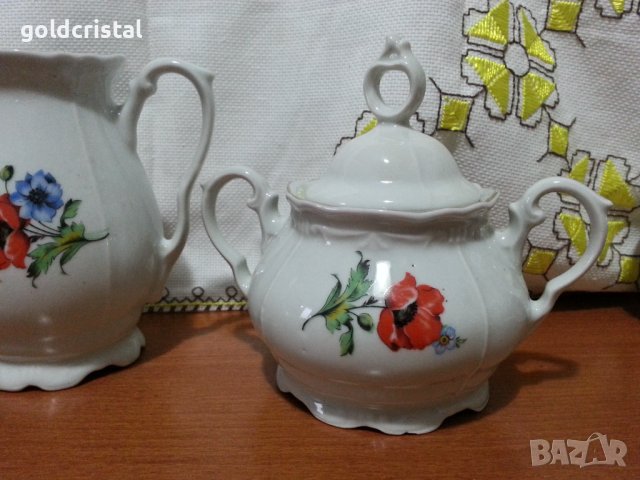 Стар български порцелан чайник захарница латиера , снимка 6 - Антикварни и старинни предмети - 43356028