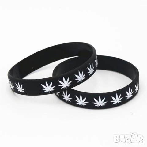Ямайска силиконова гривна с конопен символ, снимка 4 - Гривни - 40254892