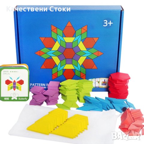 🧩 Детски дървен пъзел с геометрични форми от 155 части, снимка 3 - Образователни игри - 43059821