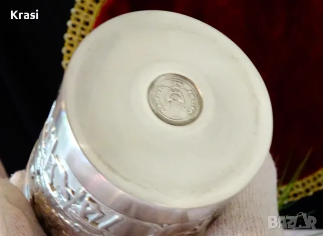 Чаша от калай за вино с рицар,дама,сватба, снимка 10 - Антикварни и старинни предмети - 47644114