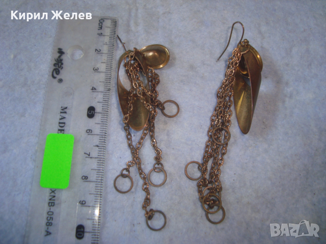 КРАСИВИ ЗЛАТИСТИ МЕСИНГОВИ ВИНТИДЖ ОБЕЦИ РЪЧНА АРТ ИЗРАБОТКА с ФАСЕТ КРИСТАЛИ 4186, снимка 9 - Обеци - 36524959