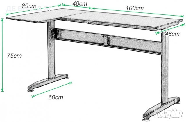 Офис / ученическо / геймърско бюро L012-XTD-SC02-BK, снимка 3 - Бюра - 35586444