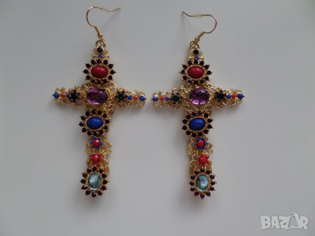  Обеци цветни кръстове , снимка 3 - Обеци - 36905298