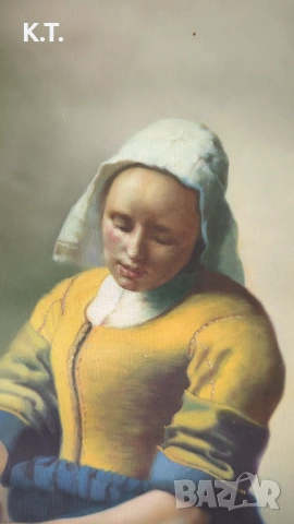 Картина, масло върху платно, ръчна репродукция на Вермер, снимка 2 - Картини - 53534795