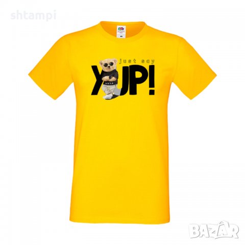 Мъжка тениска bear Just say YUP,тениска с Мече,Меченце,Животно, Играчка,Изненада,Подарък,Повод,, снимка 13 - Тениски - 37291723