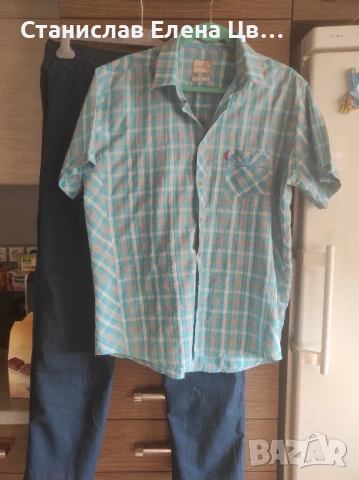 Мъжки ленен панталон с ризка 