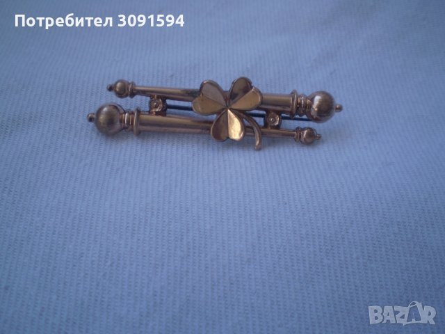 Стара Викторианска позлатена брошка детелина, снимка 6 - Антикварни и старинни предмети - 37629776