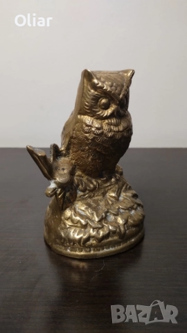 Красива статуетка на бухал. Месинг. 