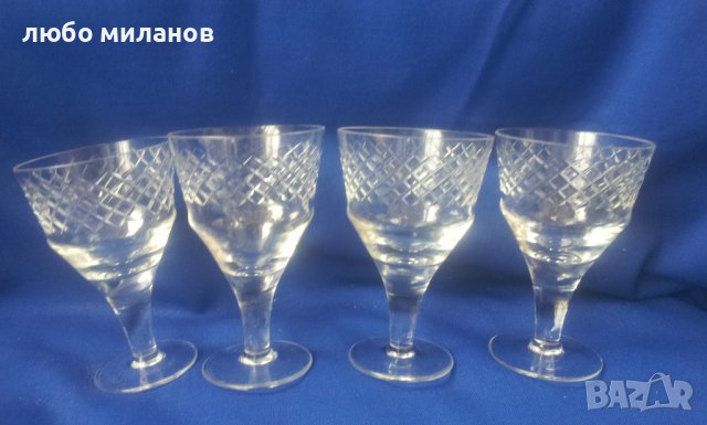 Кристални чаши за коняк 6 бр и 4 бр за вино от един лот, ръчна гравюра, снимка 4 - Чаши - 39409025
