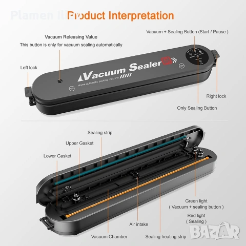 Машина за вакуумиране на опаковки - без торбички в комплекта, снимка 5 - Други - 53303599