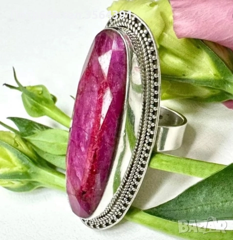 Сребърен пръстен с рубин, снимка 3 - Пръстени - 52403243
