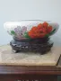 Cloisonne 26см/Клоазон-Клозоне стара голяма китайска купа/поставка ръчна дърворезба, снимка 8