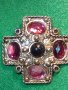 ПОЗЛАТЕНА СТАРА КРЪСТОВИДНА РЕТРО АРТ БРОШКА с ШЛИФОВАНИ ЦВЕТНИ КРИСТАЛИ 29501, снимка 10