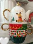 Порцеланов комплект - чайник и 2 броя чаши за чай/капучино КОЛЕДА, снимка 3