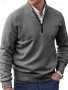 Ежедневен мъжки моден трикотажен пуловер с цип и ревер, 7цвята - 023 , снимка 5