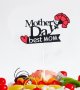 Mother's Day Best Mom Денят на майката Мама карамфил черен топер с брокат украса декор за торта