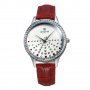 Дамски часовник 056, червен, с кристалчета, снимка 1 - Дамски - 27933112