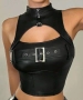 К-т S Черно бюстие и къси панталони от еко кожа , снимка 3