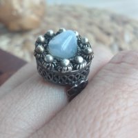 Сребърен пръстен Корона с лунен камък , снимка 8 - Пръстени - 43620923