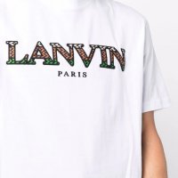 LANVIN White Embroidered Logo Мъжка Тениска size S, снимка 5 - Тениски - 37170551