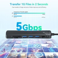 Yottamaster 7-в-1 USB C хъб, 4K HDMI, 5Gbps USB-Aх3, 100W PD USB-C, снимка 5 - Други - 42932121