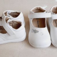 №23/24, Бели бебешки обувки за момиче HAPPY BEE със сребристи сърца, снимка 2 - Бебешки обувки - 32784149