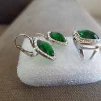 Бижутерия:К-ти със зелени кристали,тюркоаз и ачаьо., снимка 5 - Бижутерийни комплекти - 35721907