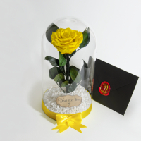 Вечна роза в ГОЛЯМА стъкленица / Оригинален Подарък за Жена / Подарък за Приятелка/ Жълта Вечна Роза, снимка 1 - Подаръци за сватба - 36455119