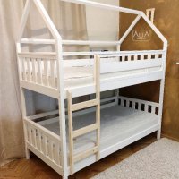 Двуетажно легло модел: "Дани" | Легло къщичка | Легло за близнаци | Легло Монтесори, снимка 1 - Мебели за детската стая - 40002354