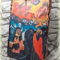 икона "Възнесение на Свети Илия" 30/20 см, репродукция, уникат, дукупаж, снимка 3 - Икони - 34591389