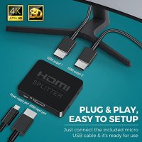 Нов 4K HDMI Сплитер 1 в 2 Двойни Монитор Съвместим с PS4 Xbox Sky, снимка 5 - Друга електроника - 43426159