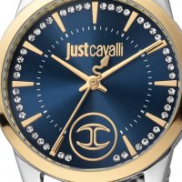 JUST CAVALLI 🍊 Дамски часовник "GOLD & SILVER – BLUE & CRYSTALS" нов с кутия и 2г. гаранция, снимка 4 - Дамски - 40109955