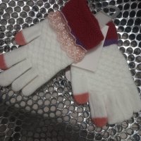 Бели ръкавици за момиче с дантелки , снимка 2 - Шапки, шалове и ръкавици - 43676874