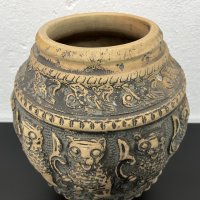 Стара керамична кашпа / саксия / херувим. №4773, снимка 3 - Антикварни и старинни предмети - 43071881