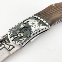 Руски сгъваем джобен нож с калъф АКУЛА ,сталь 65х13, снимка 3 - Ножове - 28100111