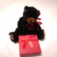 Ново Колие Сърце с играчка черно мече посребрено с розов кварц подарък за жена, снимка 3 - Романтични подаръци - 37693038